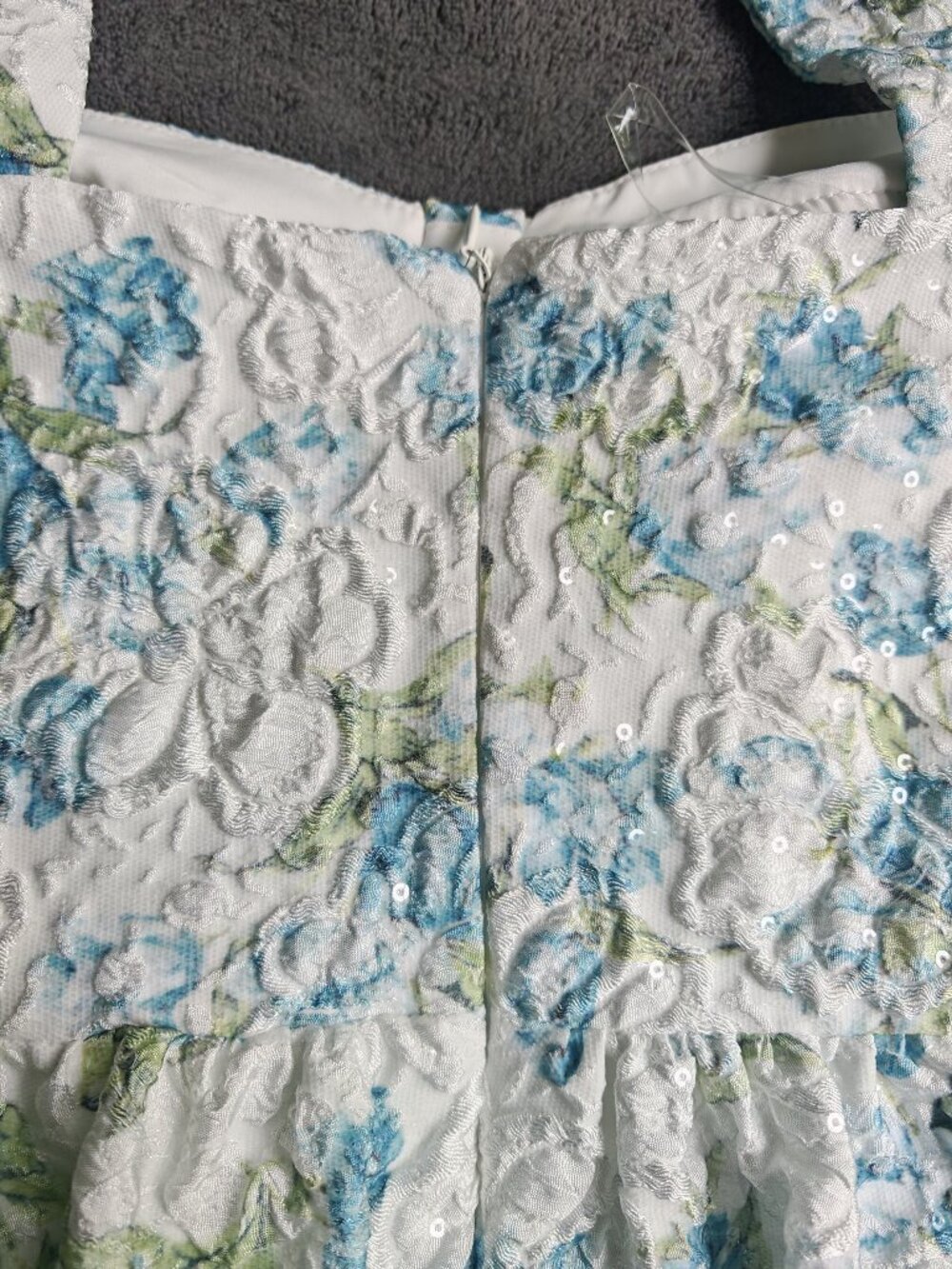 Altar’d State Blue Floral Shimmer Jacquard Tie Strap Mini Dress Cottagecore Size - Picture 13 of 16